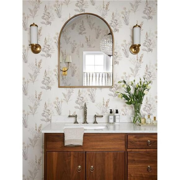 Peel and Stick Floral Wallpaper Beige Boho Removable Contact Paper 118in - Picture 6 of 7